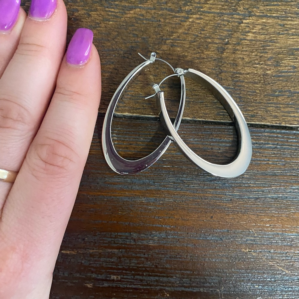Silver oval hoops